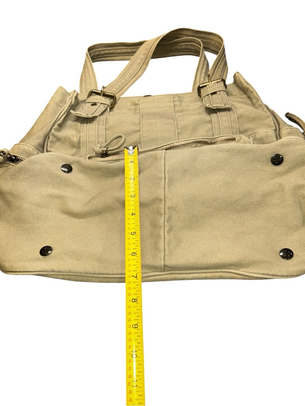 Converse One Star Canvas Utility Tote Shoulder Bag Beige Multi Pocket Large - Picture 6 of 10
